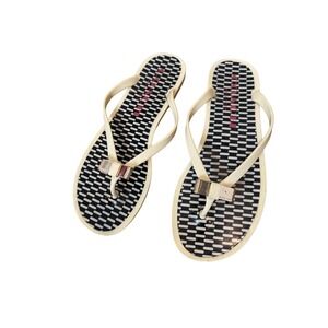 Coach Landon Sandals Womens Size 8 Black Flip Flop Thong Bow Logo Rubber